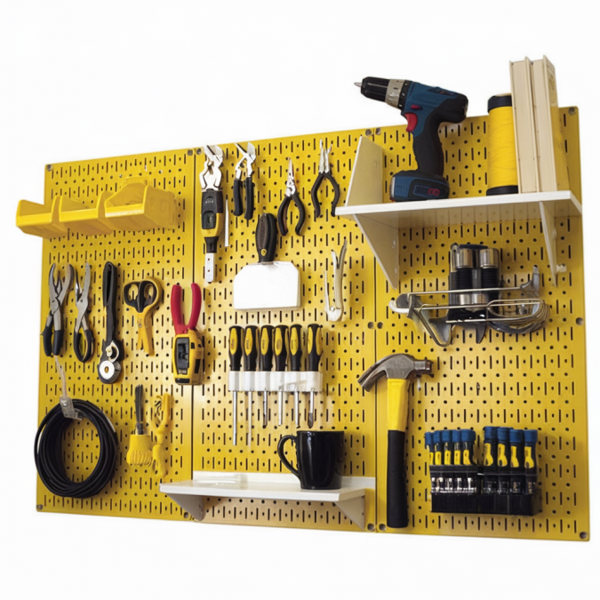 LIFERUN Wall Control 32 in. x 48 in. Industrial Metal Pegboard Standard Tool Storage Kit